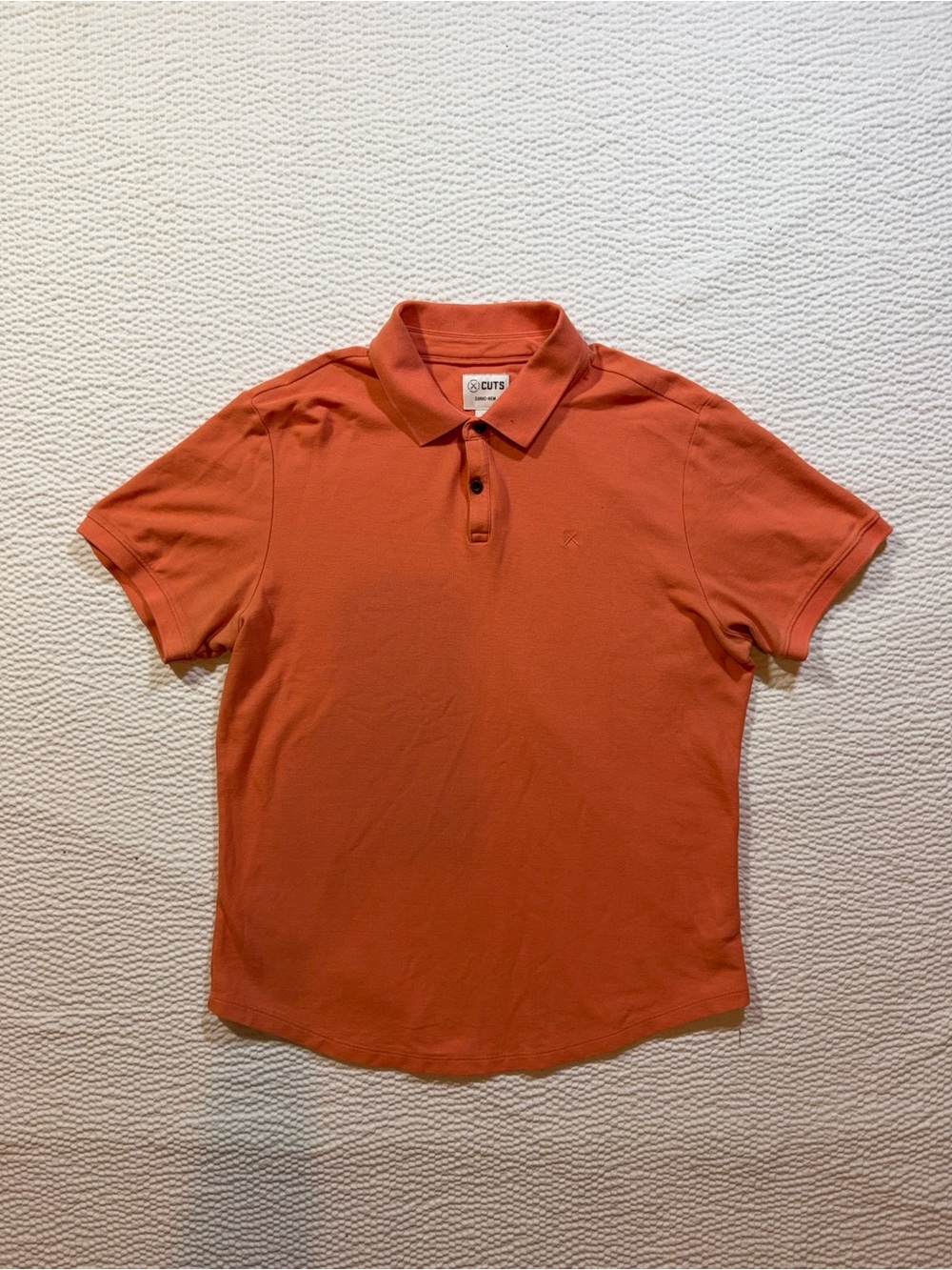 Cuts Polo Shirt Mens Large Orange Curve Hem Golf Casual Preppy Performance